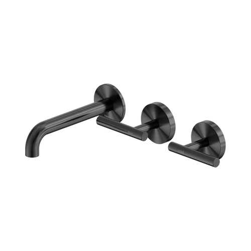 Mecca Lever Wall Basin or Bath Set 160mm Offset Spout Gunmetal [324522]