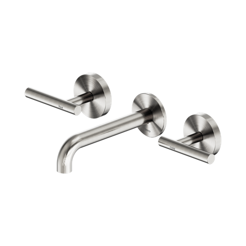 Mecca Lever Wall Basin or Bath Set 160mm Spout Brushed Nickel [324543]