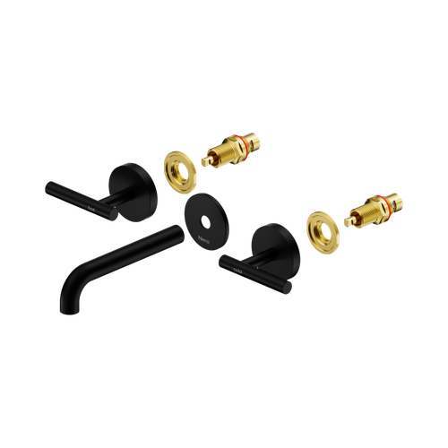Mecca Lever Wall Basin or Bath Set 160mm Spout Trim Kit (Only) Matte Black [324545]
