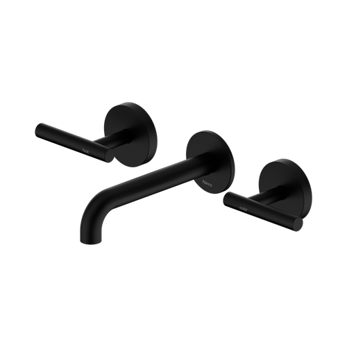 Mecca Lever Wall Basin or Bath Set 160mm Spout Matte Black [324581]