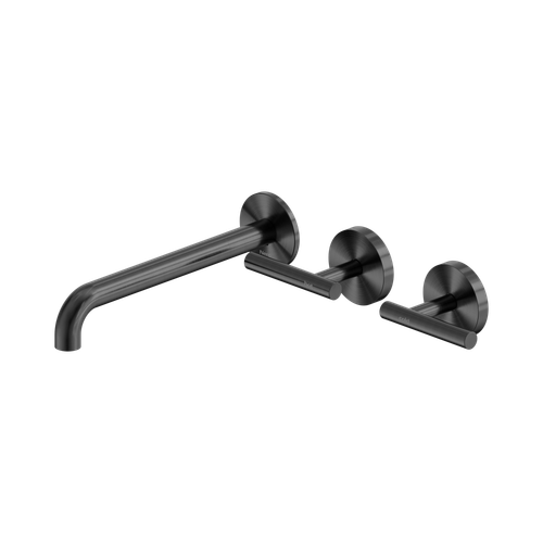 Mecca Lever Wall Basin or Bath Set 220mm Offset Spout Gunmetal [324560]