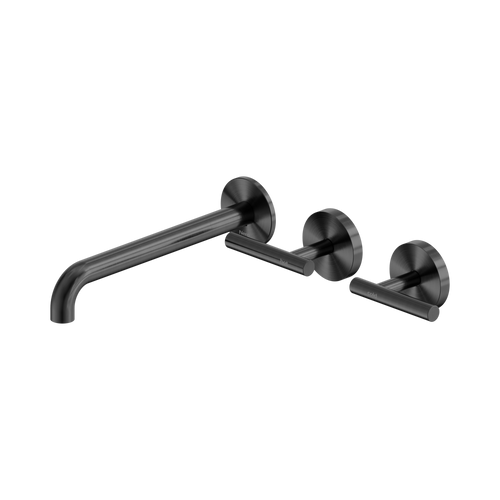 Mecca Lever Wall Basin or Bath Set 220mm Offset Spout Gunmetal [324560]