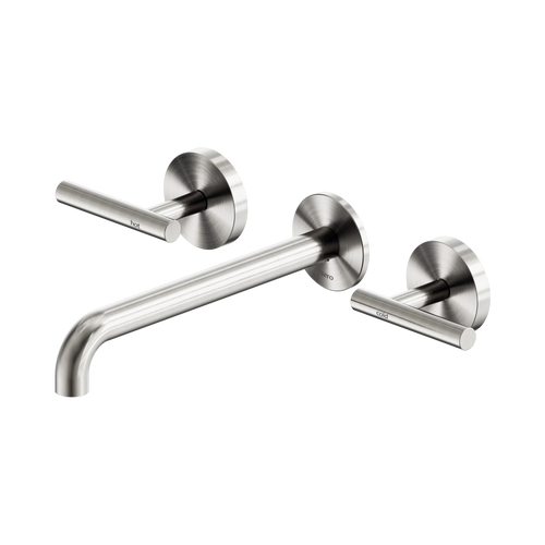 Mecca Lever Wall Basin or Bath Set 220mm Spout Brushed Nickel [324568]