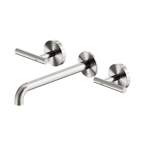 Mecca Lever Wall Basin or Bath Set 220mm Spout Brushed Nickel [324568]
