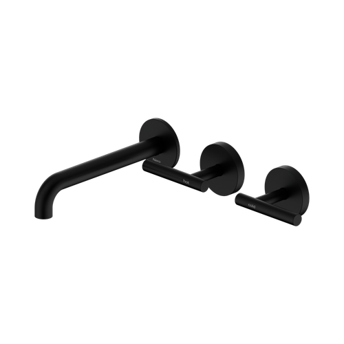 Mecca Lever Wall Basin or Bath Set 185mm Offset Spout Matte Black [324587]