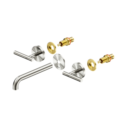 Mecca Lever Wall Basin or Bath Set 185mm Spout Trim Kit (Only) Brushed Nickel [324633]