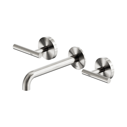 Mecca Lever Wall Basin or Bath Set 185mm Spout Brushed Nickel [324618]