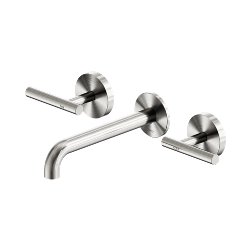 Mecca Lever Wall Basin or Bath Set 185mm Spout Brushed Nickel [324618]