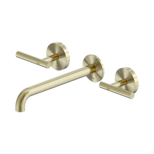 Mecca Lever Wall Basin or Bath Set 220mm Spout Brushed Gold [324549]