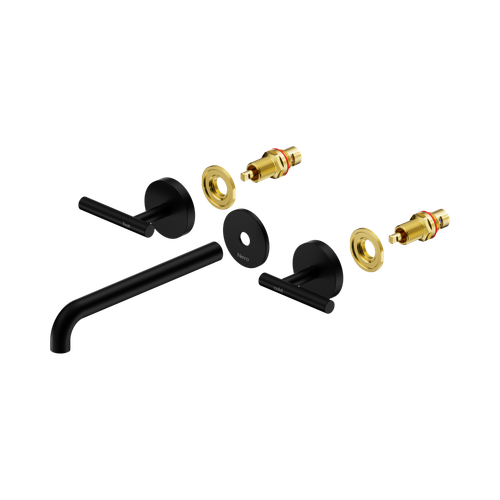Mecca Lever Wall Basin or Bath Set 220mm Spout Trim Kit (Only) Matte Black [324551]