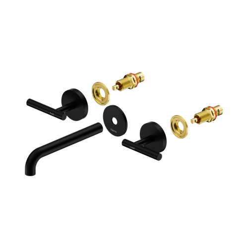 Mecca Lever Wall Basin or Bath Set 185mm Spout Trim Kit (Only) Matte Black [324555]