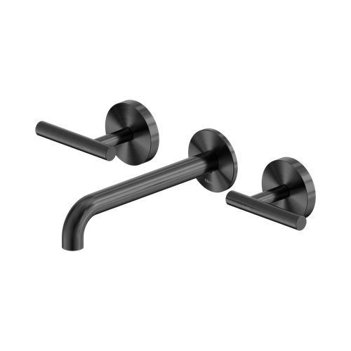Mecca Lever Wall Basin or Bath Set 185mm Spout Gunmetal [324572]