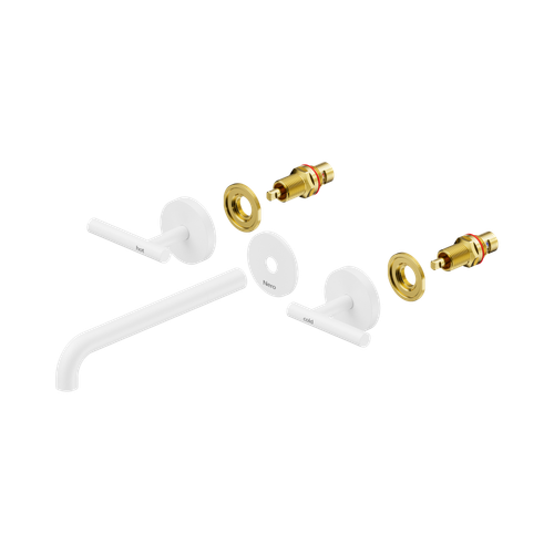Mecca Lever Wall Basin or Bath Set 220mm Spout Trim Kit (Only) Matte White [324573]