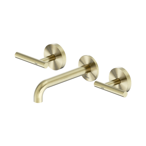 Mecca Lever Wall Basin or Bath Set 160mm Spout Brushed Gold [324590]