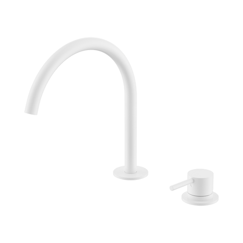 Mecca Hob Bath or Kitchen Mixer Set Arc Spout Matte White [324602]
