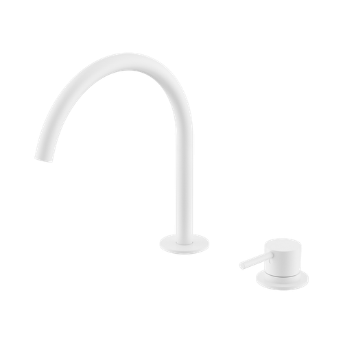 Mecca Hob Bath or Kitchen Mixer Set Arc Spout Matte White [324602]