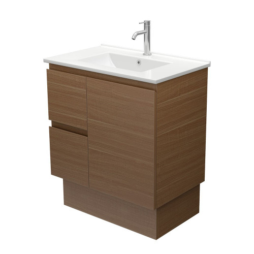 Dolce Edge Walnut 750 Vanity On Kickboard Left Hand Drawers 1 Tap Hole [313563]