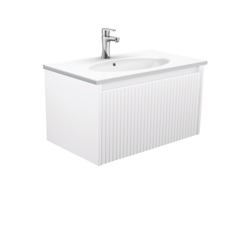 Rotondo Alina Satin White 750 Wall-Hung Vanity 1 Tap Hole [313559]