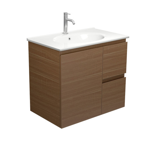 Rotondo Edge Walnut 750 Wall Hung Vanity Right Hand Drawers 1 Tap Hole [313555]