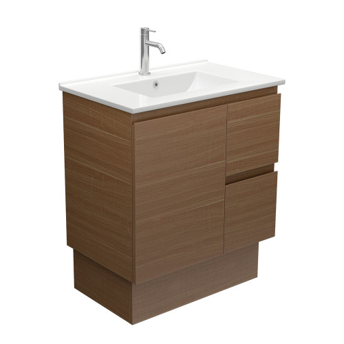 Dolce Edge Walnut 750 Vanity On Kickboard Right Hand Drawers 1 Tap Hole [313552]