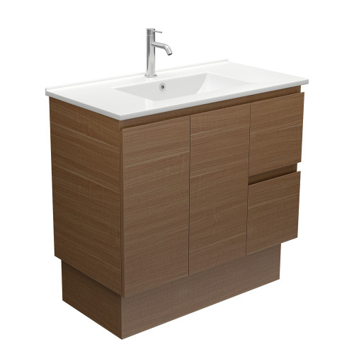 Dolce Edge Walnut 900 Vanity on Kickboard Right Drawers 1 Tap Hole [313571]