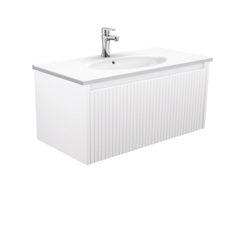 Rotondo Alina Satin White 900 Wall-Hung Vanity 1 Tap Hole [313572]