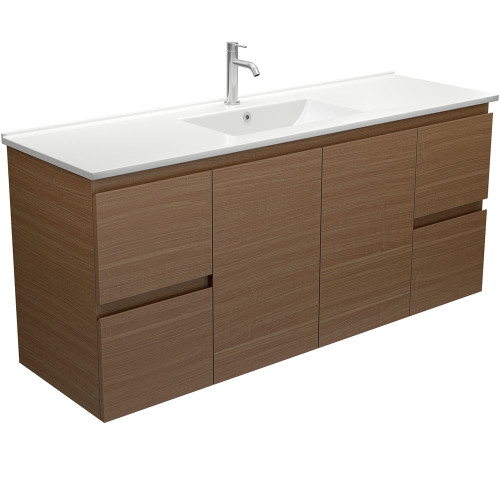 Dolce Edge Walnut 1500 Single Bowl Wall-Hung Vanity 1 Tap Hole [313586]