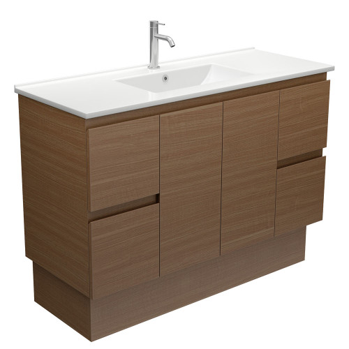 Dolce Edge Walnut 1200 Vanity on Kickboard 1 Tap Hole [313583]