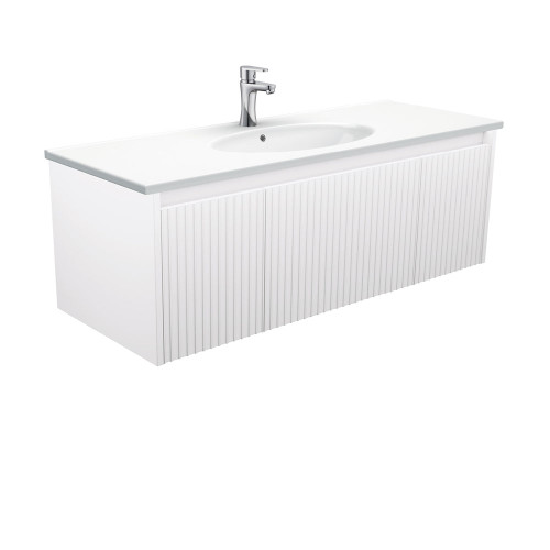 Rotondo Alina Satin White 1200 Wall-Hung Vanity 1 Tap Hole [313581]