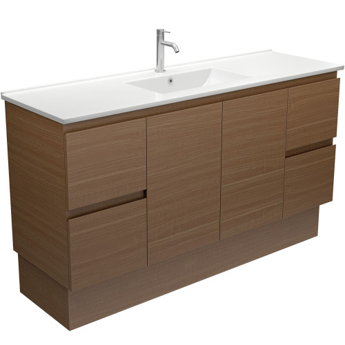 Dolce Edge Walnut 1500 Single Bowl Vanity on Kickboard 1 Tap Hole [313588]