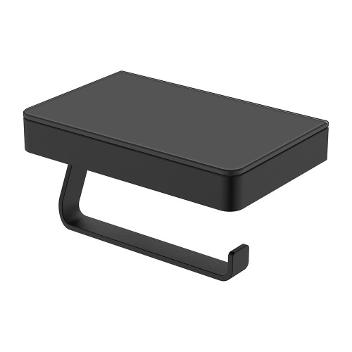 Tono Toilet Roll Holder with Glass Shelf Matte Black [316795]
