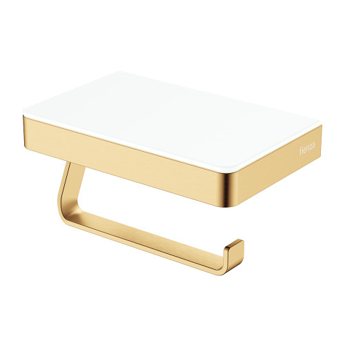 Tono Toilet Roll Holder with Glass Shelf Urban Brass [316792]