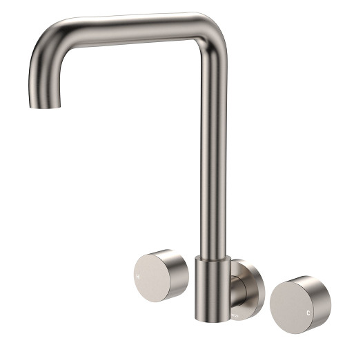 Kaya Round Taps Squareline Wall Outlet Set Brushed Nickel [318319]