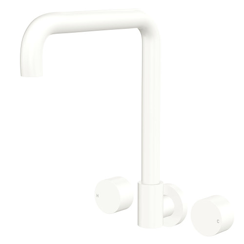 Kaya Round Taps Squareline Wall Outlet Set Matte White [318324]