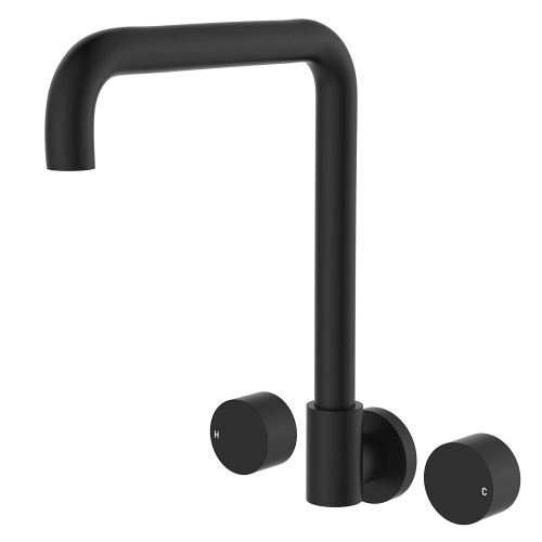 Kaya Squareline Wall Set Round Taps Matte Black [318325]