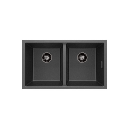 Kuro Granite 34L/34L Double Bowl Kitchen Sink Matte Black [318334]