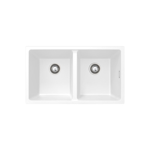 Kuro Granite 34L/34L Double Bowl Kitchen Sink Matte White [318337]