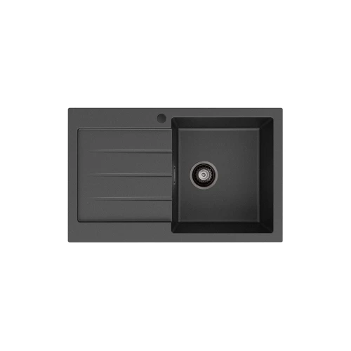 Kuro Granite 32L Single Kitchen Sink with Drainer Right Bowl Matte Black [318330]