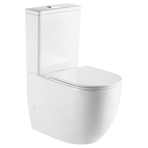 Joli Tornado Rimless Back-to-Wall S Trap 90-160 Toilet Suite Pan + Seat + Geberit Cistern Gloss White [320467]