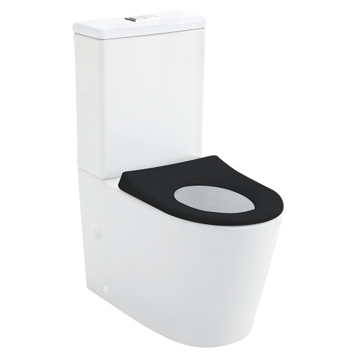 Isabella Junior Tornado Flush Back-to-Wall S Trap 160-230 Toilet Suite Black Seat Gloss White [320462]