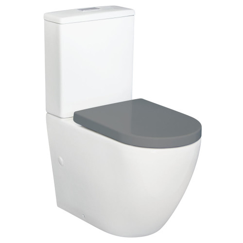 Alix Back-to-Wall Toilet Suite Pan + Grey Seat + Geberit Cistern S Trap 160-210 Gloss White [320460]