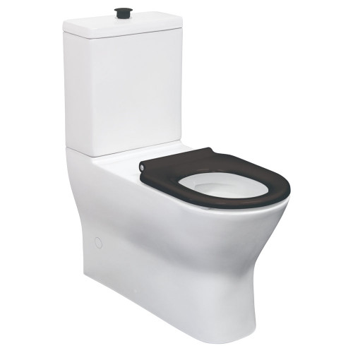 Delta Care Back-to-Wall Toilet Suite S Trap 90-280 Set Out Gloss White with Black Seat [320413]