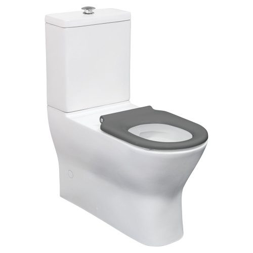 Isabella Care Wall Faced Suite S Trap Grey Seat R&T Cistern with Black Flush Button [320420]