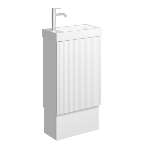 Denzel Minka 450 Vanity On Kickboard (No Overflow) Satin White [322500]