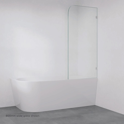 Curved Frameless Glass Bath Panel with Bracket 700mm Chrome [324915]
