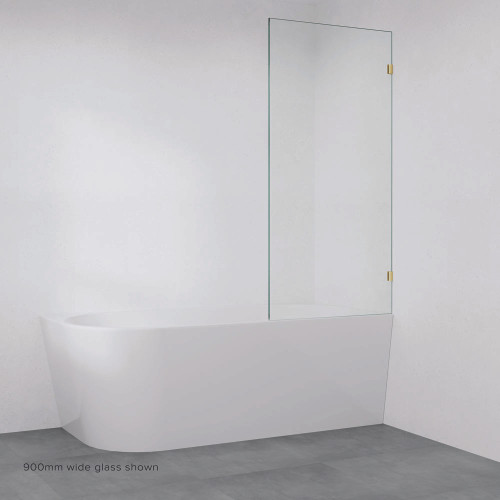Rectangular Frameless Glass Bath Panel with Bracket 900mm Urban Brass [324987]