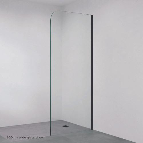 Rectangular Frameless Glass Shower Panel with Channel 800mm Matte Black [324993]