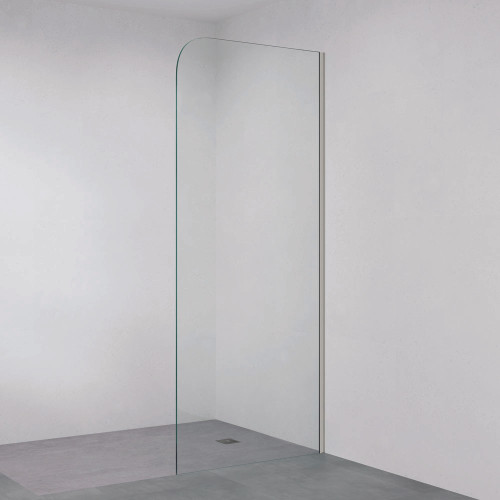 Curved Frameless Glass Shower Panel with Channel 1000mm Gunmetal [325007]
