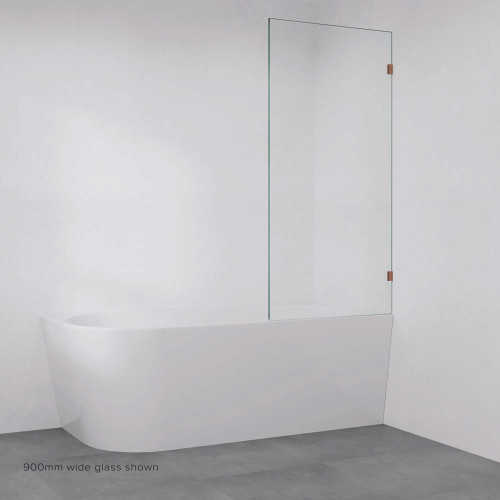 Rectangular Frameless Glass Bath Panel with Bracket 800mm Brushed Copper [324742]