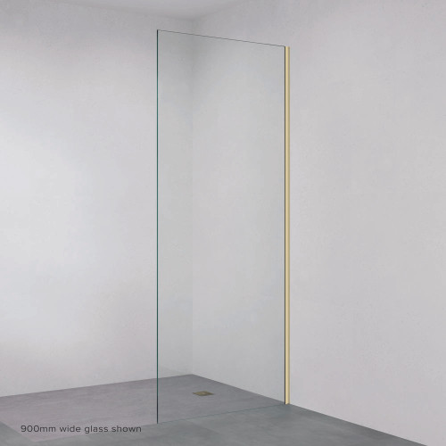 Rectangular Frameless Glass Shower Panel with Channel 700mm Brushed Gold [324838]